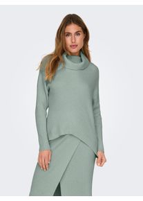 Rollkragenpullover Only "ONLKATIA LS SADDLE ROLL NECK CC KNT", Damen, Gr. M (38), grau (aqua gray detail:melange), Strick, Obermaterial: 50% Viskose, 27% Nylon, 23% Polyester, meliert, Pullover Rollkragenpullover