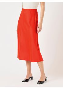Midirock Y.A.S "YASPELLA HW MIDI SKIRT S. NOOS", Damen, Gr. XS (34), rot (cherry tomato), Web, Obermaterial: 97% Polyester, 3% Elasthan, unifarben, regular fit wadenlang, R&ouml;cke Midirock