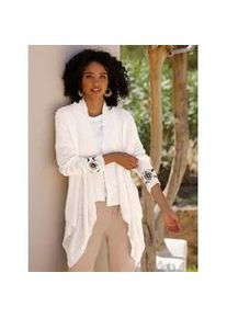 Cardigan Heine, Damen, Gr. 44, ecru, beige, bedruckt, 100% Baumwolle, bedruckt, gemustert, mehrfarbig, Strickjacken