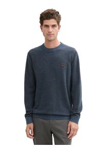 Strickpullover Tom Tailor, Herren, Gr. M, blau (navy blau gr&uuml;n multicolor), Strick, Obermaterial: 90% Baumwolle, 10% Polyamid, mehrfarbig, regular fit taillenbedeckt, Rundhals, Rippb&uuml;ndchen, Pullover Strickpullover, mit Logostickerei