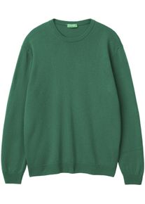 Rundhalspullover, Herren, Gr. XS, gr&uuml;n (dunkelgr&uuml;n), Strick, Obermaterial: 100% Schurwolle, United Colors Of Benetton, Basic, Rundhals, B&uuml;ndchen, Pullover Rundhalspullover, im cleanen Look