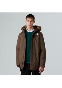 Funktionsjacke The North Face "ZANECK JACKET", Herren, Gr. S, braun (smokey braun), Obermaterial: 100% Nylon, unifarben, hoch geschlossener Ausschnitt, eingesetzt eingefasste Kante mit Druckkn&ouml;pfen, Jacken Funktionsjacke, mit Kapuze und abnehmbarem Fellimitat, wasserdicht, atmungsaktiv