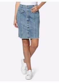 Jeansrock Heine, Damen, Gr. 46, blau, bleached, 98% Baumwolle, 2% Elasthan, unifarben, kurz, R&ouml;cke Jeansrock