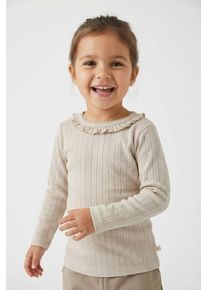 Langarmshirt LIL' ATELIER "NMFRACHEL NIS LS SLIM TOP LIL NOOS", M&auml;dchen, Gr. 92, gray morn, Jersey, Obermaterial: 50% Baumwolle, 50% Modal, unifarben, slim fit normal, Rundhals, Shirts Langarmshirt, Baumwollmischung, R&uuml;schen