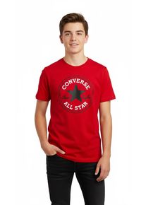 Kurzarmshirt Converse "f&uuml;r Kinder", Jungen, Gr. 146/152 (158), rot, Stoff, Obermaterial: 100% Baumwolle, bedruckt, unifarben, normal, Rundhals, eingesetzt abgesteppt, Shirts Kurzarmshirt, Kurzarm, sportlicher Stil, mit Logodruck, elastisches Material