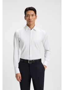 Businesshemd BOSS, Damen, Gr. 41, N-Gr, wei&szlig;100, Web, Obermaterial: 92% Polyamid, 8% Elasthan, unifarben, slim fit normal, Rundhals, 2-Knopf-Manschette mit Schlitz, Hemden Businesshemd, Slim-Fit, aus funktionalem Stretch-Twill, Kentkragen