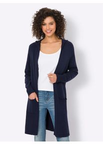 Longstrickjacke Heine, Damen, Gr. 36/38, blau (marine), 52% Viskose, 26% Polyester, 22% Polyamid, unifarben, Strickjacken Longstrickjacke