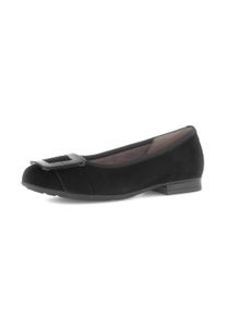 Ballerina Gabor "FLORENZ", Damen, Gr. 38,5, schwarz, Ziegenveloursleder, unifarben, Schuhe Ballerina, Businessschuh, Halbschuh, Schlupfschuh in Bequemweite G (= weit)