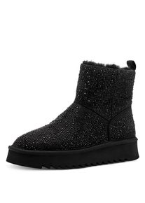 Winterboots Tamaris, Damen, Gr. 38, schwarz, Textil, Glitzer, unifarben, Schuhe Winterboots, Plateau, Stiefelette mit Allover-Strasssteinen besetzt