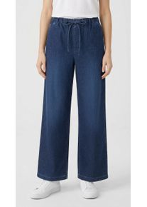 Weite Jeans MAC "WIDE EASY", Damen, Gr. 46, L&auml;nge 32, schwarz cobalt blau used, Denim/Jeans, Obermaterial: 68% Baumwolle, 28% Polyester, 4% Elasthan, unifarben, weit kn&ouml;chellang, Jeans Weite Jeans, mit elastischem Bund