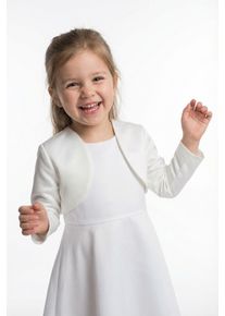 Bolero happy girls "cardigan", M&auml;dchen, Gr. 104, beige (ecru), Strick, Obermaterial: 100% Polyester, unifarben, figurbetont kurz, Rundhals, gerader Abschluss, Strickjacken Bolero, mit dezentem Stehkragen, ohne Verschluss
