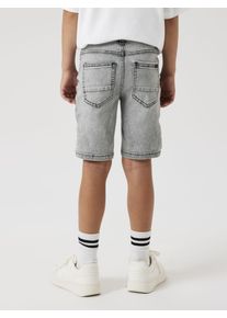 Shorts name it "NKMTHEO XSL DNM L SHORTS 1280-GY NOOS", Jungen, Gr. 116, N-Gr, light grau denim (blank), Web, Obermaterial: 68% Baumwolle, 27% Polyester, 3% Viskose, 2% Elasthan, unifarben, slim fit knielang, Hosen Shorts