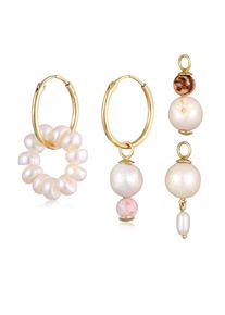 Paar Creolen HAZE & GLORY "Ohrringe Creolen Modische Perlen Einh&auml;nger 925 Silber" Gr. 25, gold, Ohrringe, Damen, ohne Stein, Silber 925 (Sterlingsilber), Paar Creolen