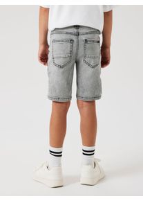 Shorts name it "NKMTHEO XSL DNM L SHORTS 1280-GY NOOS", Jungen, Gr. 98, N-Gr, light grau denim (blank), Web, Obermaterial: 68% Baumwolle, 27% Polyester, 3% Viskose, 2% Elasthan, unifarben, slim fit knielang, Hosen Shorts