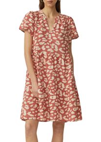 Volantkleid QS, Damen, Gr. 40, N-Gr, beige (apricot ecru), Web, Obermaterial: 100% Baumwolle, bedruckt, kniefrei, Rundhals, Kleider Volantkleid, Sommerkleid aus reiner Baumwolle, kurzarm, mit All-Over Muster