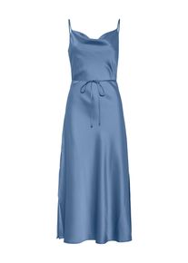 Spaghettikleid Y.A.S "YASTHEA STRAP LONG DRESS S. NOOS", Damen, Gr. 42, N-Gr, blau (ashleigh blau), Web, Obermaterial: 100% Polyester, unifarben, wadenlang, Wasserfallausschnitt, Kleider Spaghettikleid, Sommerkleid
