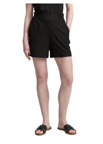 Shorts Tom Tailor Denim, Damen, Gr. M (38), N-Gr, schwarz (deep schwarz), Web, Obermaterial: 99% Polyester, 1% Elasthan, gestreift, regular fit kurz, Hosen Shorts, Sommerhose gestreifte Optik