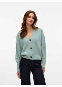 V&eacute;ro Moda Strickjacke VERO MODA "VMLEA LS V-NECK CUFF CARDIGAN NOOS", Damen, Gr. S, grau (gray mist), Strick, Obermaterial: 100% Polyacryl, unifarben, regular fit normal, V-Ausschnitt, Rippb&uuml;ndchen, Strickjacken Strickjacke, Rippstrick