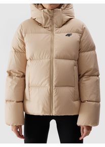 Daunenjacke 4F, Damen, Gr. L (42), beige (natur), Steppware, Obermaterial: 100% Polyester. Futter: 100% Polyester. Wattierung: 90% Daunen, 10% Federn, unifarben, hoch geschlossener Ausschnitt, eingesetzt,weit eingefasste Kante, Jacken Daunenjacke, Wasserdicht,Winterjacke Damen