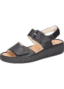 Waldl&auml;ufer Plateausandale WALDL&Auml;UFER "H-WILLOW", Damen, Gr. 7.5, schwarz, Nappaleder, unifarben, Basic, Schuhe Plateausandale, Sommerschuh, Klettschuh, Bequemschuh mit Korkfu&szlig;bett, H-Weite