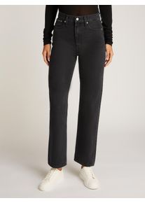Mom-Jeans Calvin Klein Jeans "HIGH RISE STRAIGHT", Damen, Gr. 27, L&auml;nge 30, schwarz (denim schwarz), Denim/Jeans, Obermaterial: 100% Baumwolle, unifarben, straight fit, Jeans Mom-Jeans, leichte Stoned wash Optik, mit Coinpocket