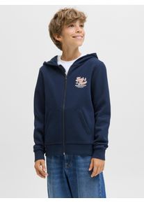 Jack & Jones Kapuzensweatshirt JACK & JONES JUNIOR "JJELOGO SWEAT ZIPHOOD 2COL AW25 NOOS JNR", Jungen, Gr. 176, blau (sky captain), angeraute Sweatware, Obermaterial: 70% Baumwolle, 30% Polyester, bedruckt, regular fit normal, Rippb&uuml;ndchen, Sweatshirts Kapuzensweatshirt