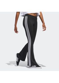 Leggings adidas originals "FLARED LEGGINGS", Damen, Gr. XS, N-Gr, schwarz (schwarz, normal, gr.), Obermaterial: 79% Polyester, 21% Elasthan, gestreift, Hosen Leggings, mit ausgestelltem Bein, sportliche 3-Streifen, stretchiges Material