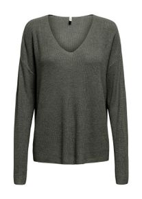 Strickpullover Only "ONLLECIA LIFE LS LOOSE V-NECK CC KNT", Damen, Gr. XS (34), kambaba detail:melange, Strick, Obermaterial: 50% Viskose, 28% Polyester, 20% Nylon, 2% sonstige Fasern, meliert, regular fit, V-Ausschnitt, Pullover Strickpullover