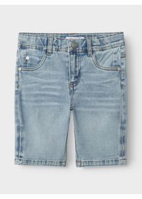 Shorts name it "NKMTHEO XSL DNM L SHORTS 1280-GY NOOS", Jungen, Gr. 110, N-Gr, blau (light blau denim (blank)), Web, Obermaterial: 68% Baumwolle, 27% Polyester, 3% Viskose, 2% Elasthan, unifarben, slim fit knielang, Hosen Shorts