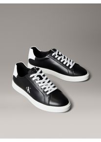 Sneaker Calvin Klein "LOW PRO CUPS LTH MG", Damen, Gr. 39, schwarz, Leder, unifarben mit Farbeinsatz, Schuhe Sneaker, Schn&uuml;rschuh, Halbschuh, Freizeitschuh mit seitlichem CK-Logo