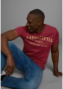 T-Shirt AJC, Herren, Gr. S (44/46), rot (bordeaux), Jersey, Obermaterial: 100% Baumwolle, bedruckt, unifarben, schmal, Rundhals, Shirts T-Shirt, Kurzarm, schmale Passform, im Vintage-Design