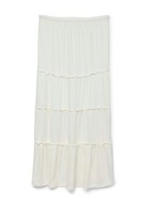 V&eacute;ro Moda Maxirock VERO MODA "VMJUNE HW ANKLE SKIRT JRS GA", Damen, Gr. XS (34), wei&szlig; (snow wei&szlig;), Obermaterial: 82% Polyester, 14% Leinen, 4% Elasthan, unifarben, regular fit kn&ouml;chellang, R&ouml;cke Maxirock