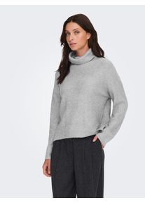 Rollkragenpullover Only "ONLARIZONA LS SEQUINS ROLLNECK PULL KNT", Damen, Gr. XS, light grau melange detail:silber sequins, Strick, Obermaterial: 58% Polyacryl, 23% Nylon, 12% Polyester, 5% metallisierte Fasern, 2% Elasthan, meliert, regular fit, Pullover Rollkragenpullover