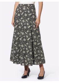 Jerseyrock Heine, Damen, Gr. 40, schwarz, ecru, gemustert, 100% Baumwolle, gebl&uuml;mt, gemustert, mehrfarbig, lang, R&ouml;cke Jerseyrock