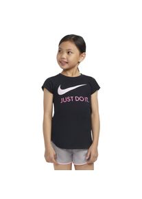 T-Shirt Nike Sportswear "NKG SWOOSH JDI S/S TEE", M&auml;dchen, Gr. 3 (98), schwarz (schwarz, rosa), Obermaterial: 60% Baumwolle, 40% Polyester, Rundhals, Shirts T-Shirt, f&uuml;r Kinder