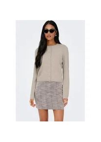 Strickjacke Only "ONLLOYAL LIFE LS O-NECK BUT CAR KNT NOOS", Damen, Gr. XS, beige detail:melange, Strick, Obermaterial: 80% Polyester, 20% Nylon, meliert, bequem normal, Rundhals, Strickjacken Strickjacke, gerippte &Auml;rmelb&uuml;ndchen