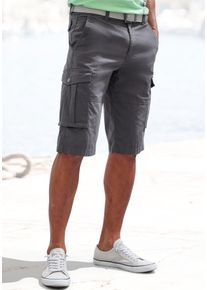 Cargobermudas John Devin "aus elastischer Baumwollmischung", Herren, Gr. 33, N-Gr, grau (anthrazit), Web, Obermaterial: 98% Baumwolle, 2% Elasthan, unifarben, bequem kniebedeckend, Hosen Cargobermudas, mit Seitentaschen, 3/4 Shorts