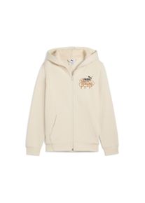 Kapuzensweatjacke Puma "MID90S FULL-ZIP FL B", Jungen, Gr. 176, wei&szlig; (alpine snow), Fleece, Obermaterial: 66% Baumwolle, 34% Polyester, bedruckt, regular fit normal, Rundhals, angesetztes B&uuml;ndchen, Sweatjacken Kapuzensweatjacke, mit Kapuze, f&uuml;r Casualmode, Festival und Sportmode