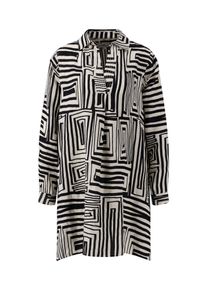 Tunikakleid Fynch-Hatton, Damen, Gr. 40, N-Gr, schwarz, Obermaterial: 100% Leinen, gemustert, regular fit kurz, V-Ausschnitt, Kleider Tunikakleid, Sommerkleid mit Labyrinth-Muster