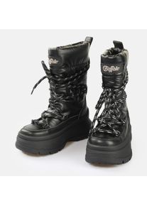 Winterboots Buffalo "OLYMPIA SNOW PUFFER VEGAN", Damen, Gr. 37, schwarz, Lederimitat, Nylon, Schuhe Winterboots, Snowboots, Schneestiefelette mit Warmfutter