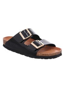 Pantolette Rohde "ALBA", Damen, Gr. 35, schwarz, Lackleder, gl&auml;nzend, Schuhe Pantolette, Sommerschuh, Hausschuh, Strandschuh, Schlappen, Schnallenverschl&uuml;sse