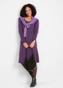 Strickkleid bonprix "Strickkleid in ausgestellter Form", Damen, Gr. 40/42 (M), N-Gr, lila (dunkellila), Obermaterial: 50% Baumwolle, 50% Polyacryl, ausgestellt, Kleider Strickkleid, f&uuml;r den Alltag, aus Baumwolle und Polyacryl, ausgestellte Passform
