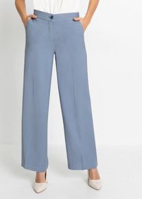 Stoffhose bonprix "Leichte Marlenehose mit Viskose", Damen, Gr. 50, N-Gr, rauchblau, Web, Obermaterial: 92% Viskose, 8% Polyester, gepflegt, unifarben, loose fit lang, Hosen Stoffhose, Marlenehose, Loose Fit, weites Bein, femininer Stil
