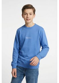 Jack & Jones Sweatshirt JACK & JONES JUNIOR "JORNORREBRO EMB SWEAT CREW NOOS JNR", Jungen, Gr. 164, marina, angeraute Sweatware, Obermaterial: 89% Baumwolle, 11% Polyester, unifarben, relaxed fit normal, Rundhals, Rippb&uuml;ndchen, Sweatshirts Sweatshirt