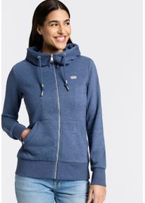 Kapuzensweatjacke Ragwear "NESKIA ZIP A O", Damen, Gr. XXL, night blau, Sweatware, Obermaterial: 70% Baumwolle, 30% Polyester, gemustert, normal, Rundhals, Rippb&uuml;ndchen, Sweatjacken Kapuzensweatjacke, mit Kordelzug und Logo am &Auml;rmel