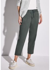 Stoffhose Street One "Style Bonny", Damen, Gr. 46, L&auml;nge 28, gr&uuml;n (marshy gr&uuml;n), Web, Obermaterial: 98% Baumwolle, 2% Elasthan, unifarben, loose fit kn&ouml;chelfrei, Hosen Stoffhose, Sommerhose im Cargo Look