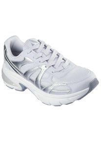 Sneaker Skechers "Skechers SHADOW", Damen, Gr. 39, grau (grau, silberfarben), Lederimitat, Textil, metallic, schimmernd, Schuhe Sneaker, Retro Sneaker, Plateausneaker, Schn&uuml;rschuh mit Memory Foam