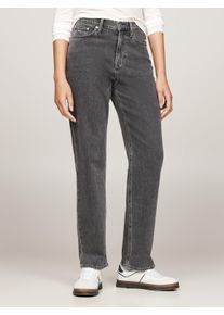 Slim-fit-Jeans Tommy Jeans "Tommy Jeans - Damenjeans IZZIE -High Waist - Slim-fit - Straight - leg", Damen, Gr. 34, L&auml;nge 32, schwarz (denim schwarz), Denim/Jeans, Obermaterial: 99% Baumwolle, 1% Elasthan, unifarben, slim fit kn&ouml;chellang, Jeans Slim-fit-Jeans, mit Logo-Badge und Stickerei