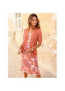 CR&Eacute;ATION L Ajourstrickjacke CREATION L, Damen, Gr. 50, papaya, 100% Baumwolle, Strickjacken Ajourstrickjacke