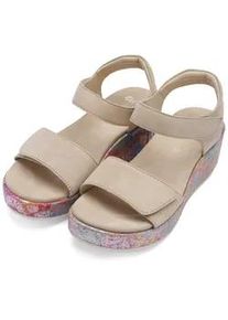Keilsandalette Ara "RIMINI", Damen, Gr. 42, hellbeige multi, Veloursleder, Schuhe, Riemchensandale, Sommerschuh mit Klettverschl&uuml;sse, G-Weite
